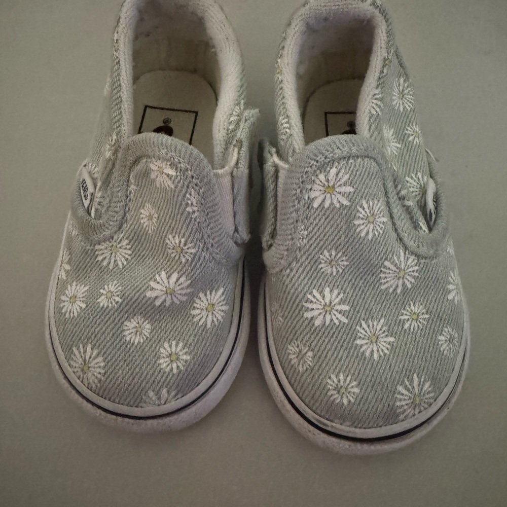 Vans Gray Floral Kids Slip-On Shoes